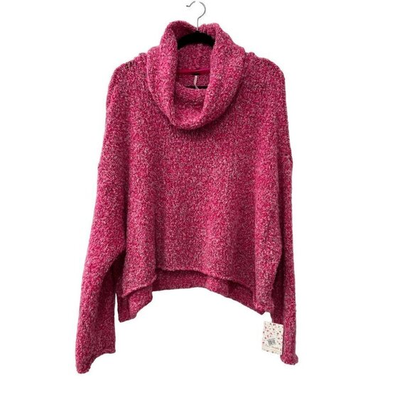NWD New with Defect Free People Bff Cowl Neck Sweater, Size M - Pink MSRP $98 - Picture 3 of 14